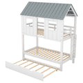 House Bunk Bed With Trundle,Roof And Windows,White Old Sku:Gx000705Aak White Pine