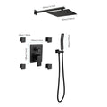Shower System, 10 Inch Matte Black Full Body Shower System With Body Jets, Square Rainfall Shower Head, Handheld Shower, And 3 Functions Pressure Balance Shower Valve, Bathroom Luxury Faucet Set. Matt Black Brass