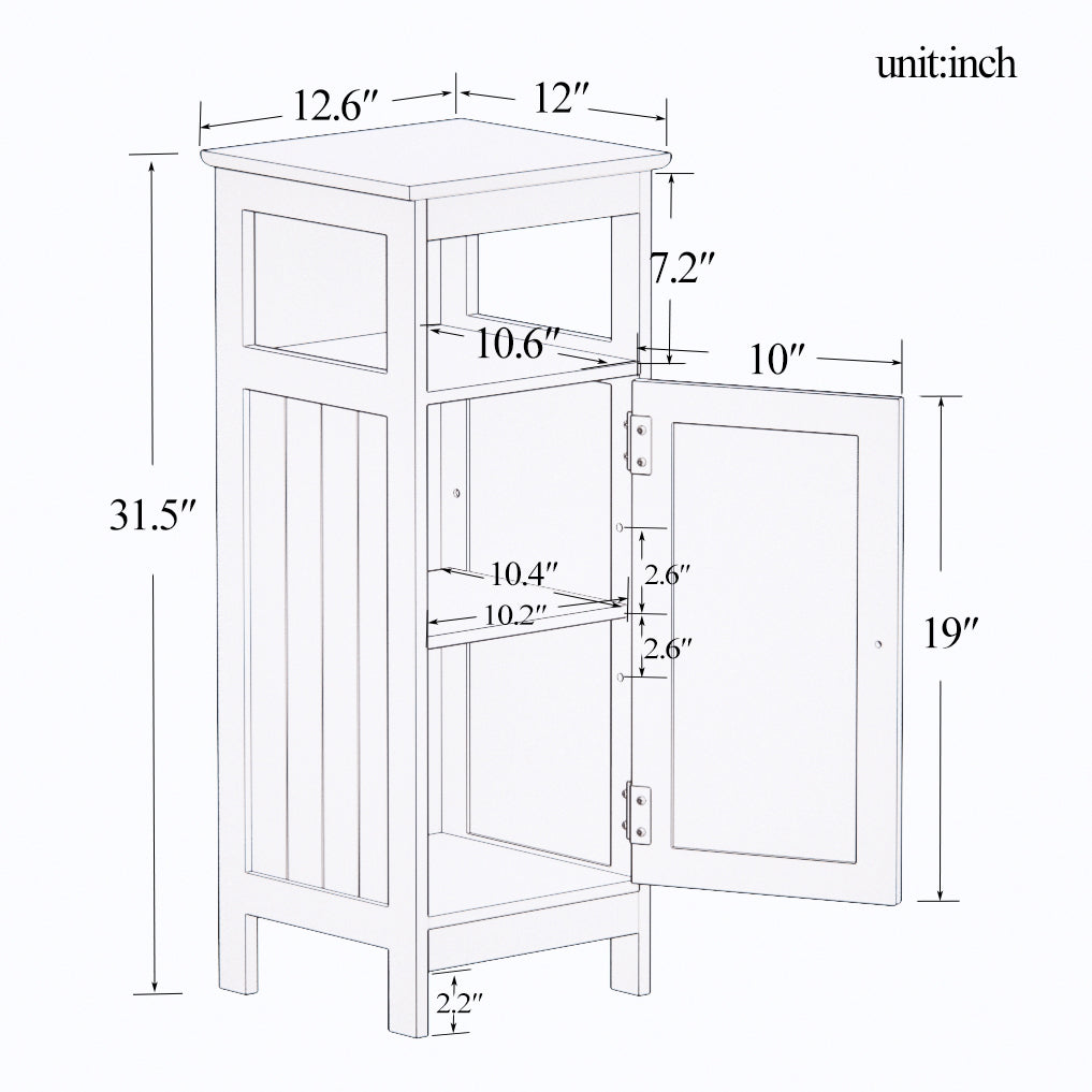 Bathroom Single Door Cabinet - White Mdf