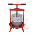 Stainless Steel Fruit And Wine Press 3.69Gallon 14L Red Steel