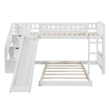 Stairway Twin Over Twin Bunk Bed With Two Drawers And Slide, White Old Sku :Lp000156Aak White Solid Wood