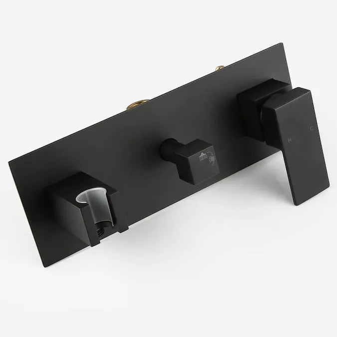 Matte Black Wall Mounted Bathroom Complete Shower Set Matte Black Brass