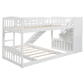 Stairway Twin Over Twin Bunk Bed With Two Drawers And Slide, White Old Sku :Lp000156Aak White Solid Wood