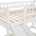 Stairway Twin Over Twin Bunk Bed With Two Drawers And Slide, White Old Sku :Lp000156Aak White Solid Wood