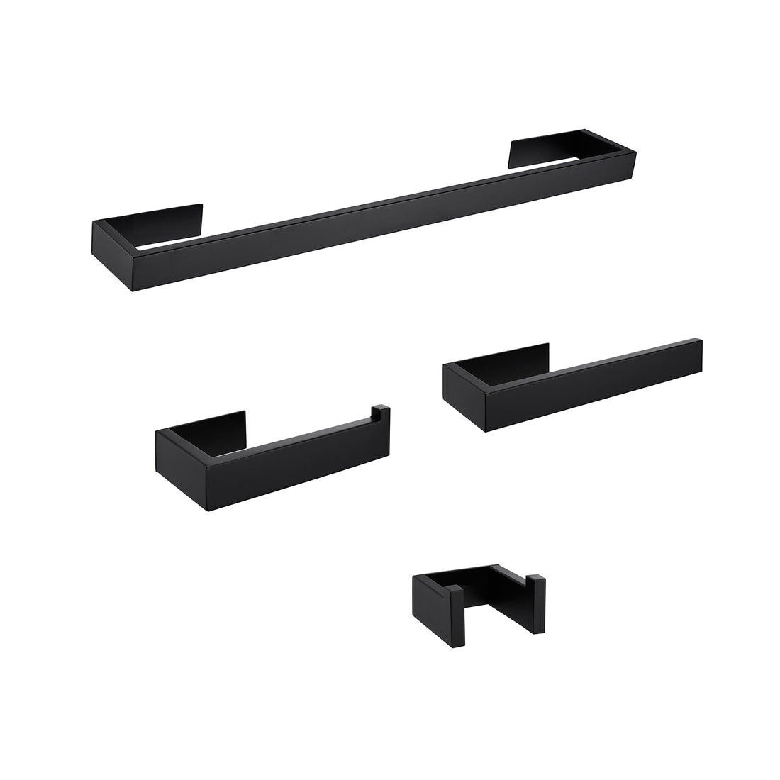 4 Piece Wall Mounted Bathroom Hardware Set in Matte matte black-stainless steel