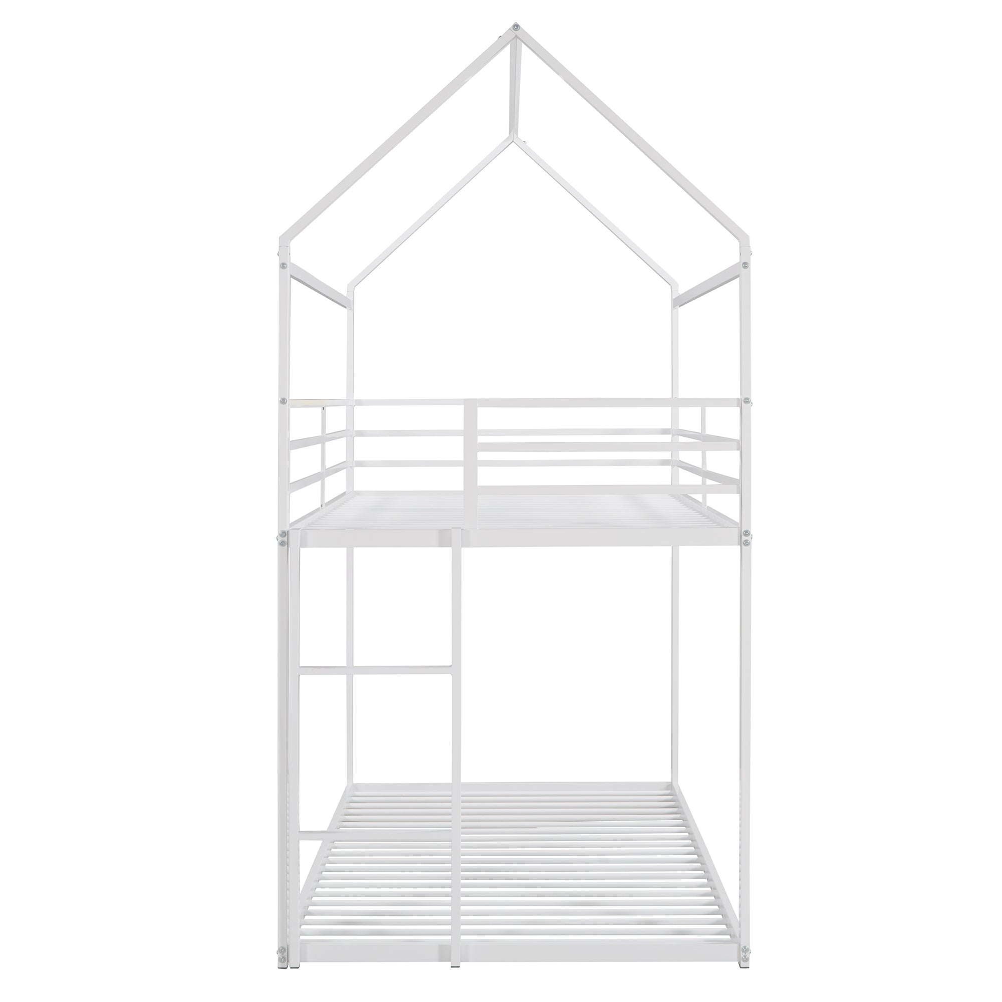 Bunk Beds for Kids Twin over Twin,House Bunk Bed Metal white-metal