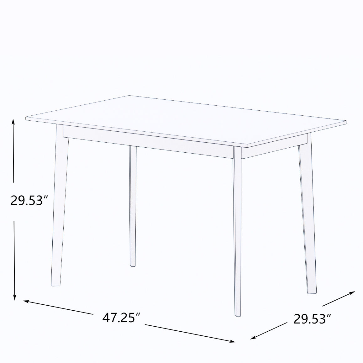 Modern Dining Table 47 Inch Kitchen Table Rectangular Top With Solid Wood Leg White White Mdf