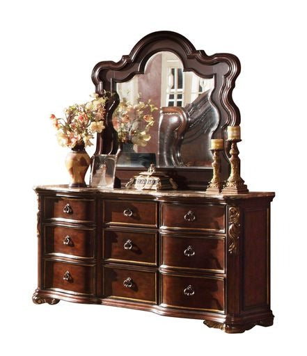 Queen 4Pc Bedroom Set Made With Wood In Dark Walnut Box Spring Not Required Queen Walnut 4 Piece Set Bedroom Bed Included,Dresser Included,Mirror Included,Nightstand Included Traditional Upholstered