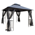 10X10 Outdoor Patio Gazebo Canopy Tent With Ventilated Double Roof And Mosquito Net Detachable Mesh Screen On All Sides ,Suitable For Lawn, Garden, Backyard And Deck,Gray Top Gray Steel