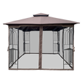 10X10 Outdoor Patio Gazebo Canopy Tent With Ventilated Double Roof And Mosquito Net Detachable Mesh Screen On All Sides ,Suitable For Lawn, Garden, Backyard And Deck,Brown Top Brown Steel