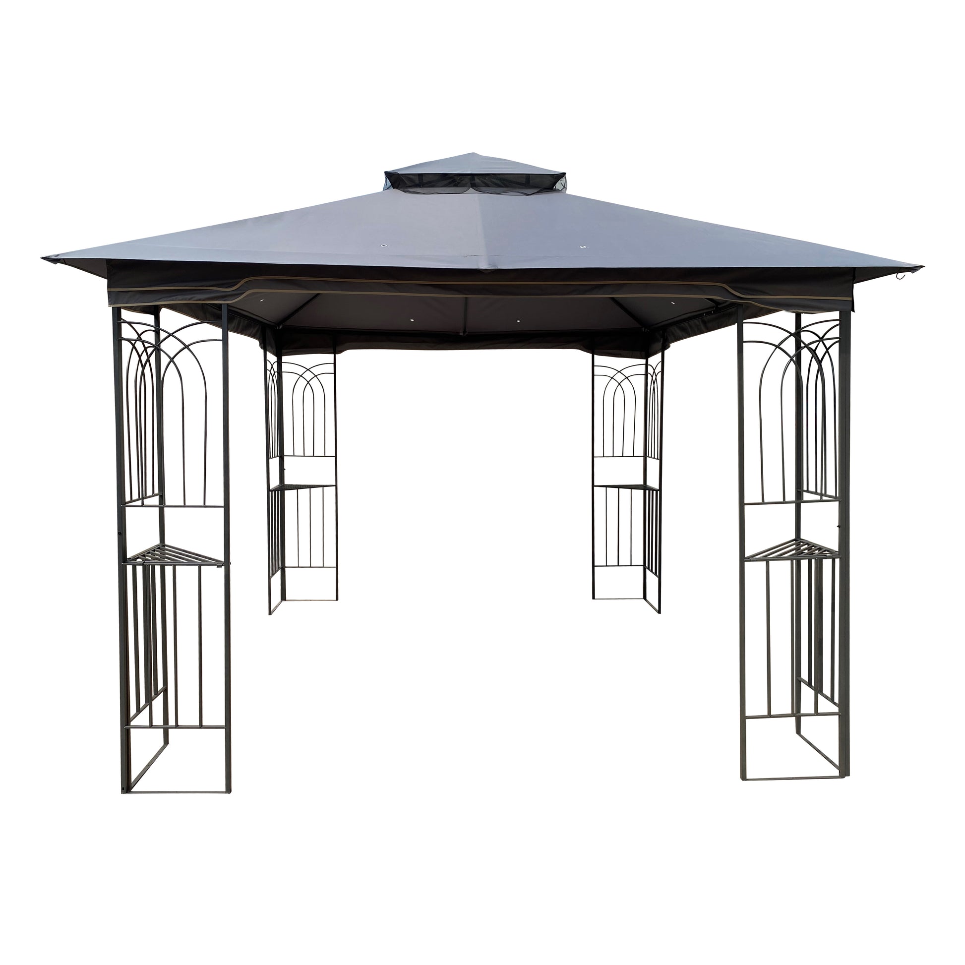 10X10 Outdoor Patio Gazebo Canopy Tent With Ventilated Double Roof And Mosquito Net Detachable Mesh Screen On All Sides ,Suitable For Lawn, Garden, Backyard And Deck,Gray Top Gray Steel