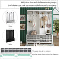 Modern Style Multiple Functions Hallway Coat Rack With Metal Black Hooks, Entryway Bench 60