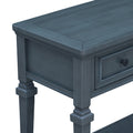 Classic Retro Style Console Table With Three Top Drawers And Open Style Bottom Shelf, Easy Assembly Navy Navy Solid Wood