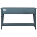 Classic Retro Style Console Table With Three Top Drawers And Open Style Bottom Shelf, Easy Assembly Navy Navy Solid Wood