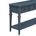 Classic Retro Style Console Table With Three Top Drawers And Open Style Bottom Shelf, Easy Assembly Navy Navy Solid Wood