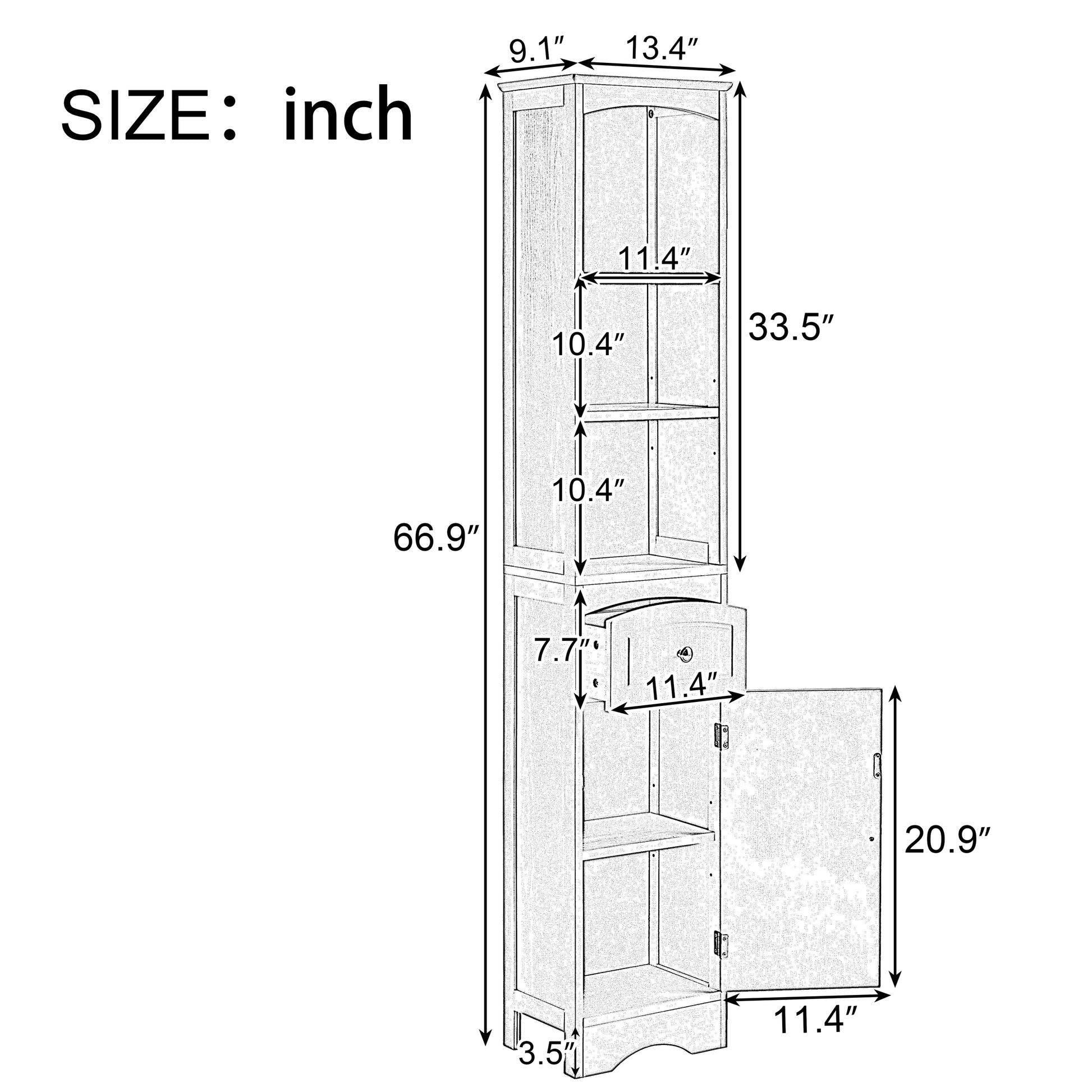 Tall Bathroom Cabinet, Freestanding Storage Cabinet white-mdf