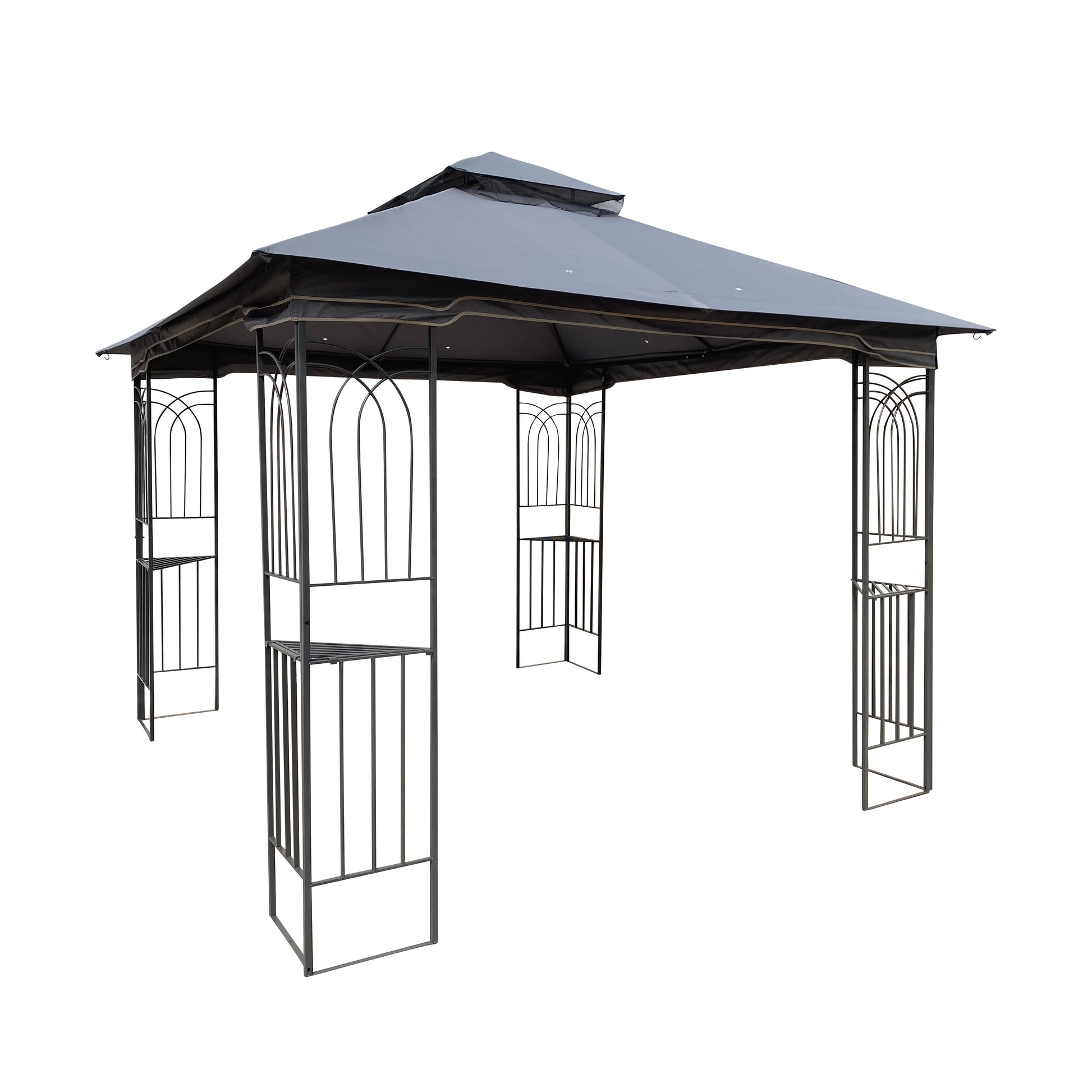 10X10 Outdoor Patio Gazebo Canopy Tent With Ventilated Double Roof And Mosquito Net Detachable Mesh Screen On All Sides ,Suitable For Lawn, Garden, Backyard And Deck,Gray Top Gray Steel