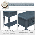 Classic Retro Style Console Table With Three Top Drawers And Open Style Bottom Shelf, Easy Assembly Navy Navy Solid Wood