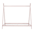 House Bed Tent Bed Frame Twin Size Metal Floor Play House Bed With Slat For Kids Girls Boysno Box Spring Needed Pink Pink Metal