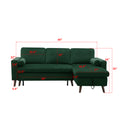 88 Inch Reversible Pull Out Sleeper Sectional Storage Sofa Bed,Corner Sofa Bed With Storage Chaise Left Right Handed Chaise Green Foam Velvet