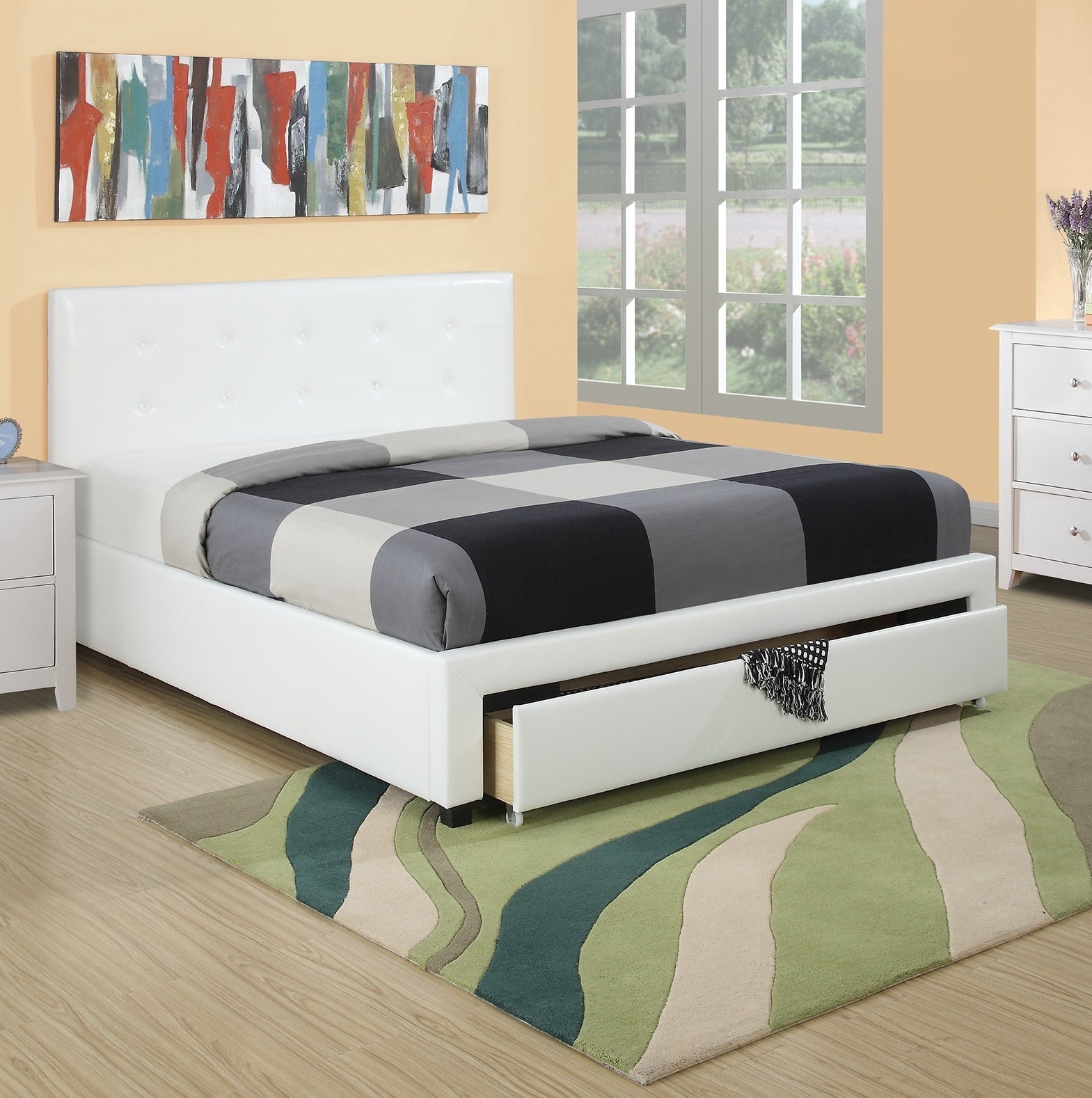 Bedroom Furniture White Storage Under Bed Queen Size