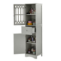 Tall Bathroom Cabinet, Freestanding Storage Cabinet With Drawer And Doors, Mdf Board, Acrylic Door, Adjustable Shelf, Grey Grey Mdf