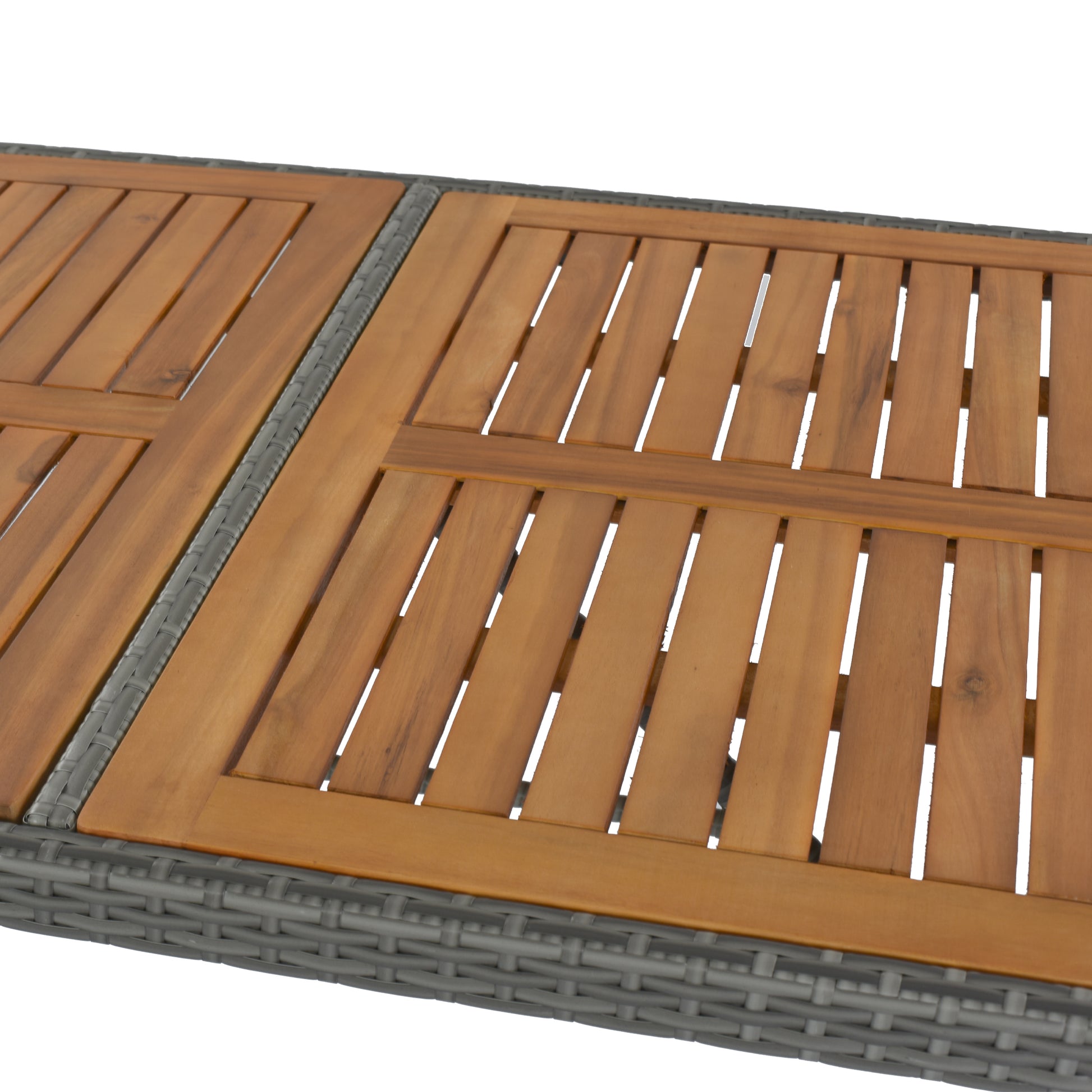 5 Pieces Outdoor Patio Wicker Bar Set, Bar Height Chairs With Non Slip Feet And Fixed Rope, Removable Cushion, Acacia Wood Table Top, Brown Wood And Gray Wicker Yes Gray Wicker