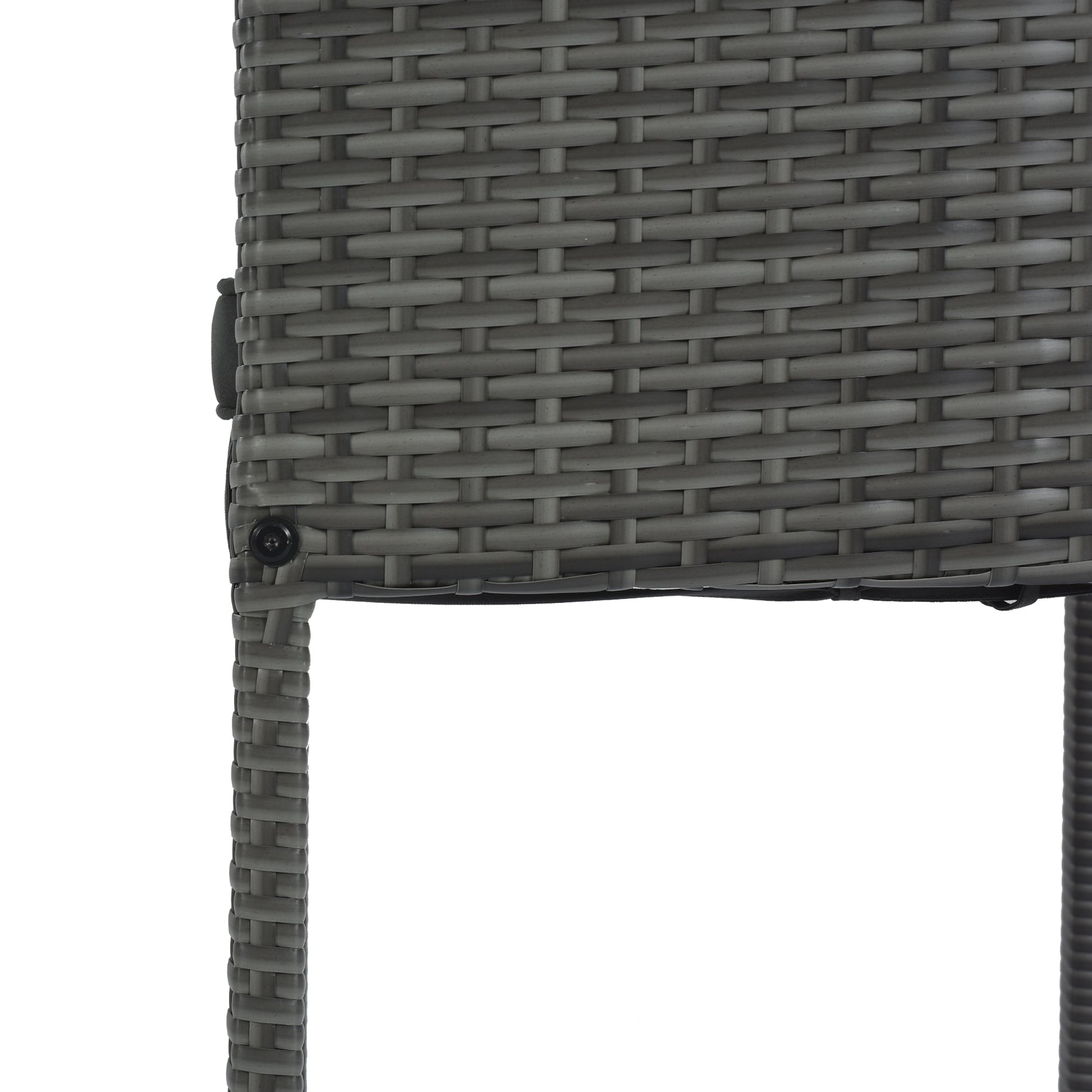 5 Pieces Outdoor Patio Wicker Bar Set, Bar Height Chairs With Non Slip Feet And Fixed Rope, Removable Cushion, Acacia Wood Table Top, Brown Wood And Gray Wicker Yes Gray Wicker