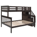 Stairway Twin Over Full Bunk Bed With Storage And Guard Rail For Bedroom, Espresso Color Old Sku :Lp000019Aap Espresso Solid Wood