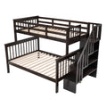 Stairway Twin Over Full Bunk Bed With Storage And Guard Rail For Bedroom, Espresso Color Old Sku :Lp000019Aap Espresso Solid Wood