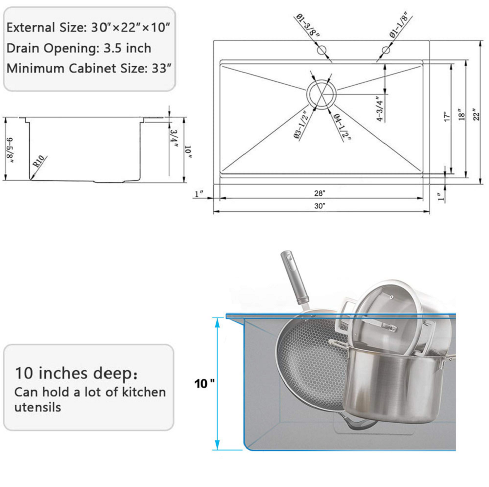 Stainless Steel 30 In 2 Hole Single Bowl Drop In Workstation Kitchen Sink With Bottom Grid And Basket Strainer Brushed Nickel Stainless Steel