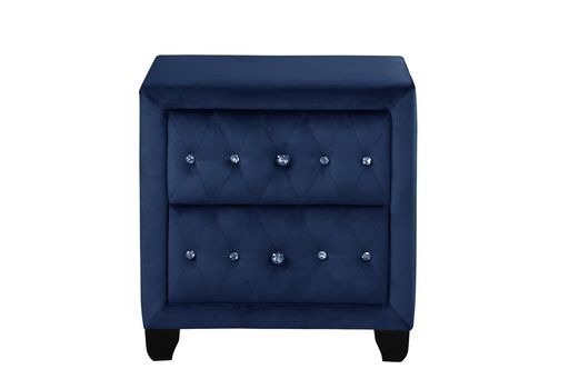 Sophia Queen 5 Pc Upholstery Bedroom Set Made With Wood In Blue Box Spring Not Required Queen Blue Wood 5 Piece Set Bedroom Contemporary,Modern Acacia Upholstered Velvet Tufted Wood