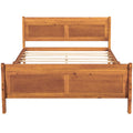 Full Size Wood Platform Bed With Headboard And Wooden Slat Support Oak Oak Solid Wood