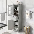 Tall Bathroom Cabinet, Freestanding Storage Cabinet With Drawer And Doors, Mdf Board, Acrylic Door, Adjustable Shelf, Grey Grey Mdf