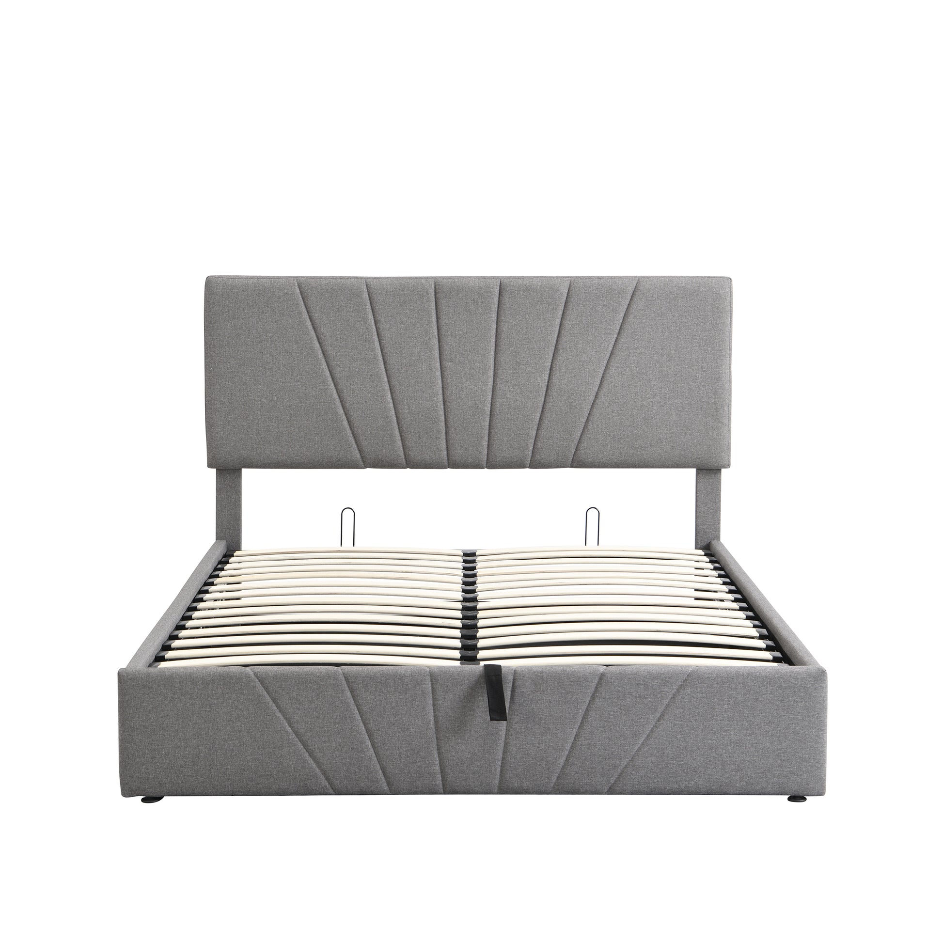 Queen Size Upholstered Platform Bed With A Hydraulic Storage System Gray Gray Upholstered