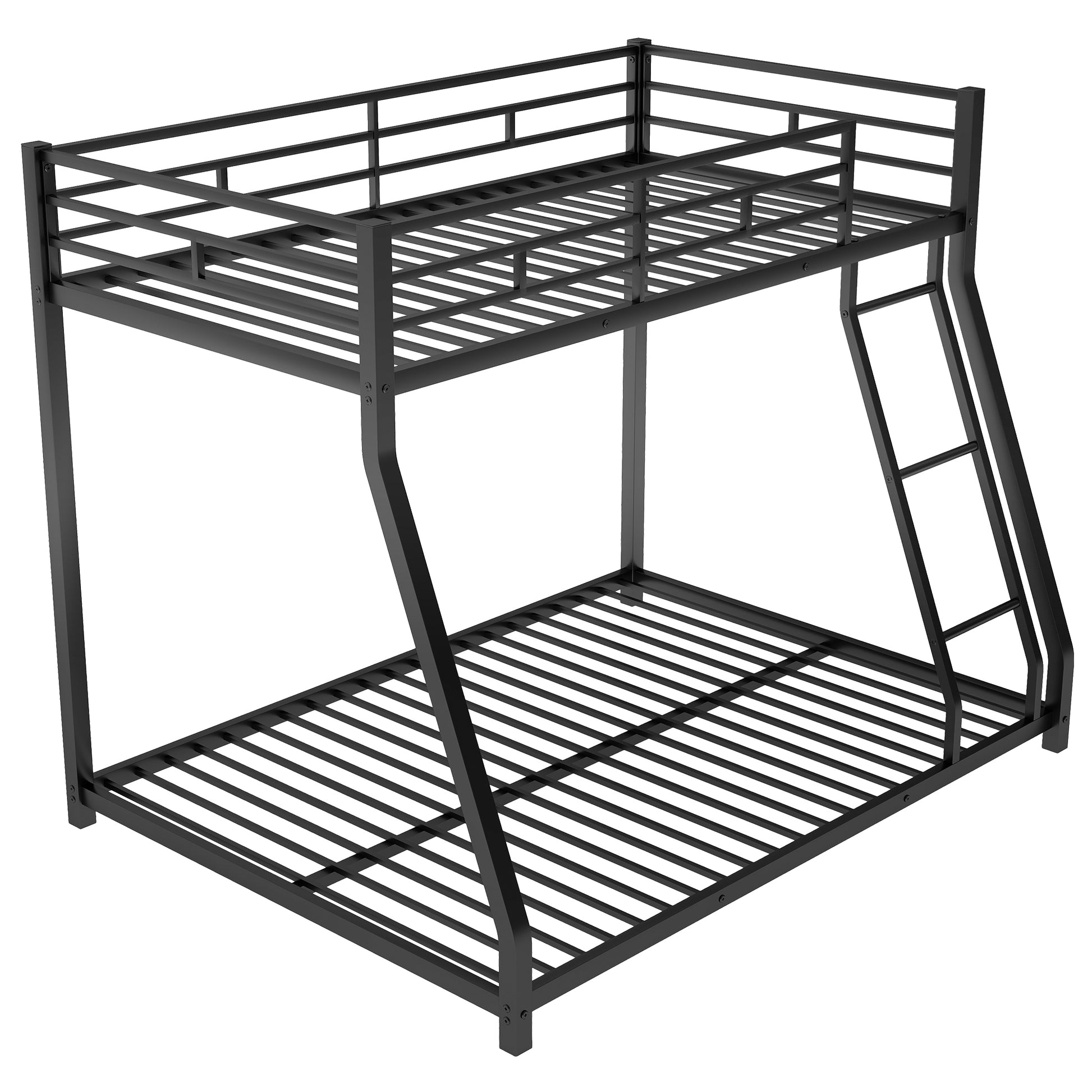 Metal Floor Bunk Bed, Twin Over Full,Black Old Sku:Mf193244Aab Black Metal