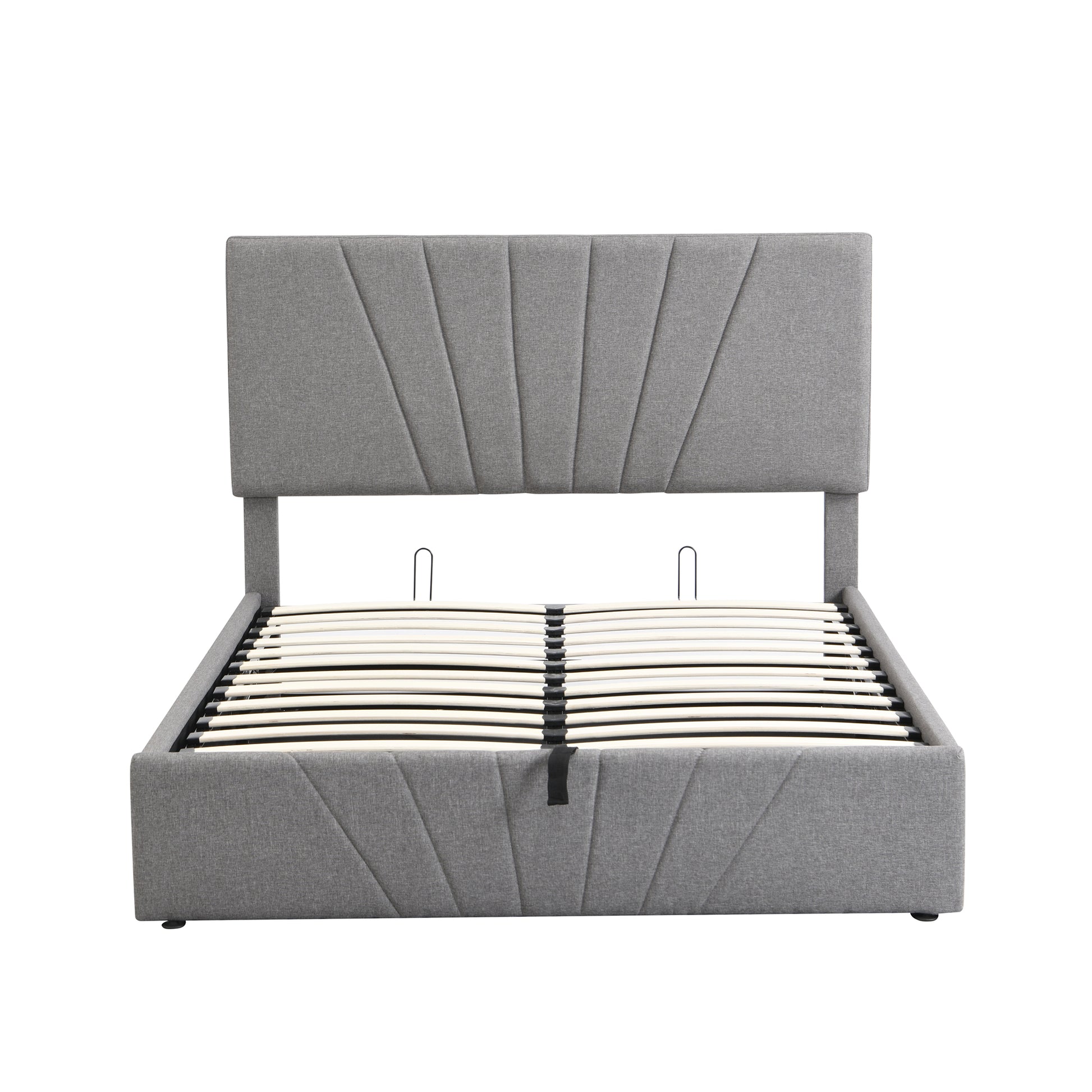Full Size Upholstered Platform Bed With A Hydraulic Storage System Gray Gray Upholstered