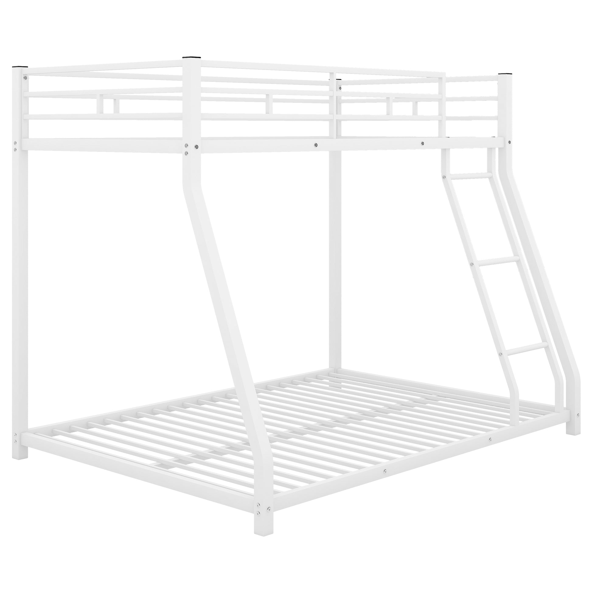 Metal Floor Bunk Bed, Twin Over Full,White Old Sku:Mf193244Aak White Metal