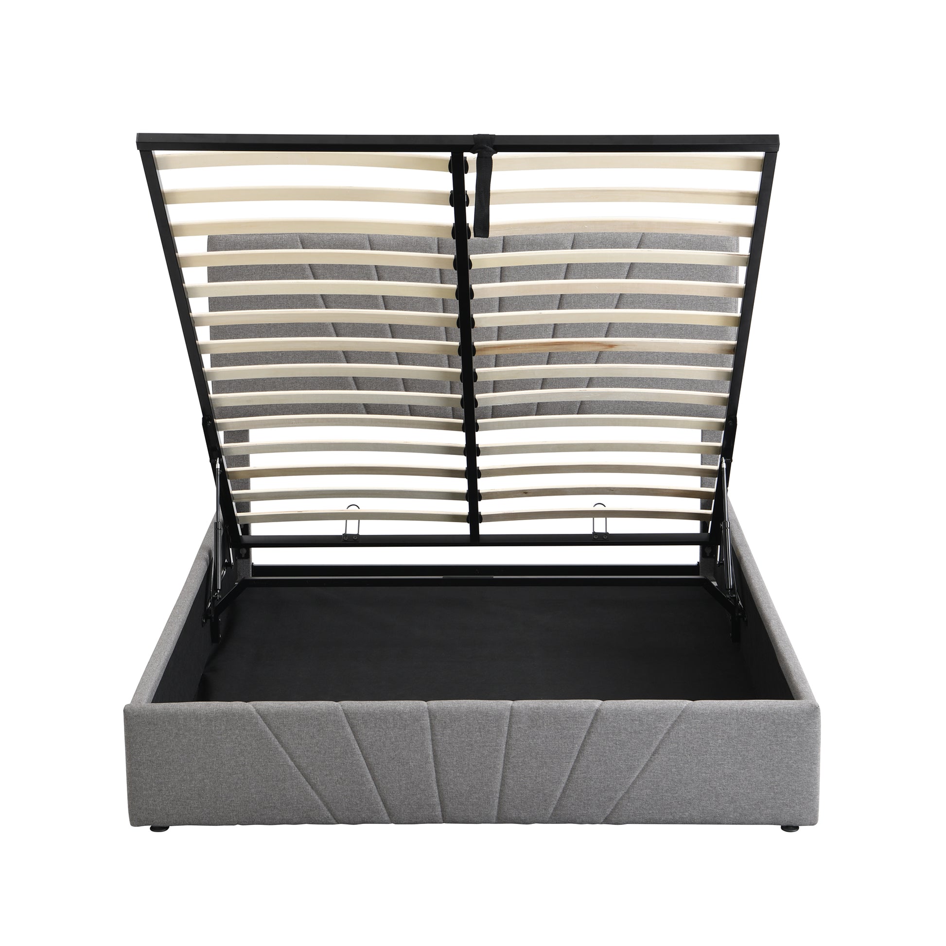 Queen Size Upholstered Platform Bed With A Hydraulic Storage System Gray Gray Upholstered