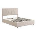 Full Size Upholstered Platform Bed With A Hydraulic Storage System Beige Beige Upholstered