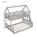 Twin Over Full House Bunk Bed With Built In Ladder,Gray Gray Pine