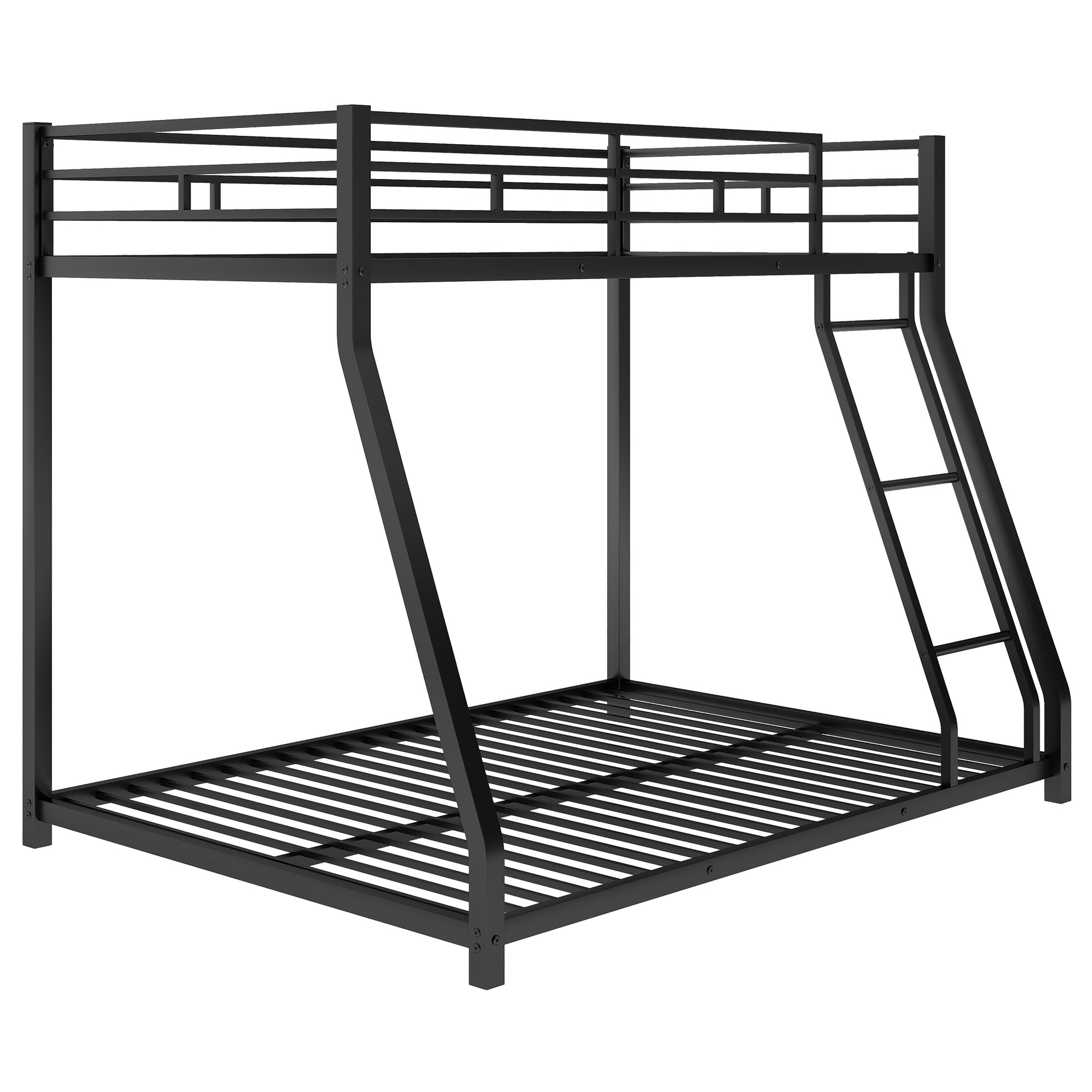 Metal Floor Bunk Bed, Twin Over Full,Black Old Sku:Mf193244Aab Black Metal