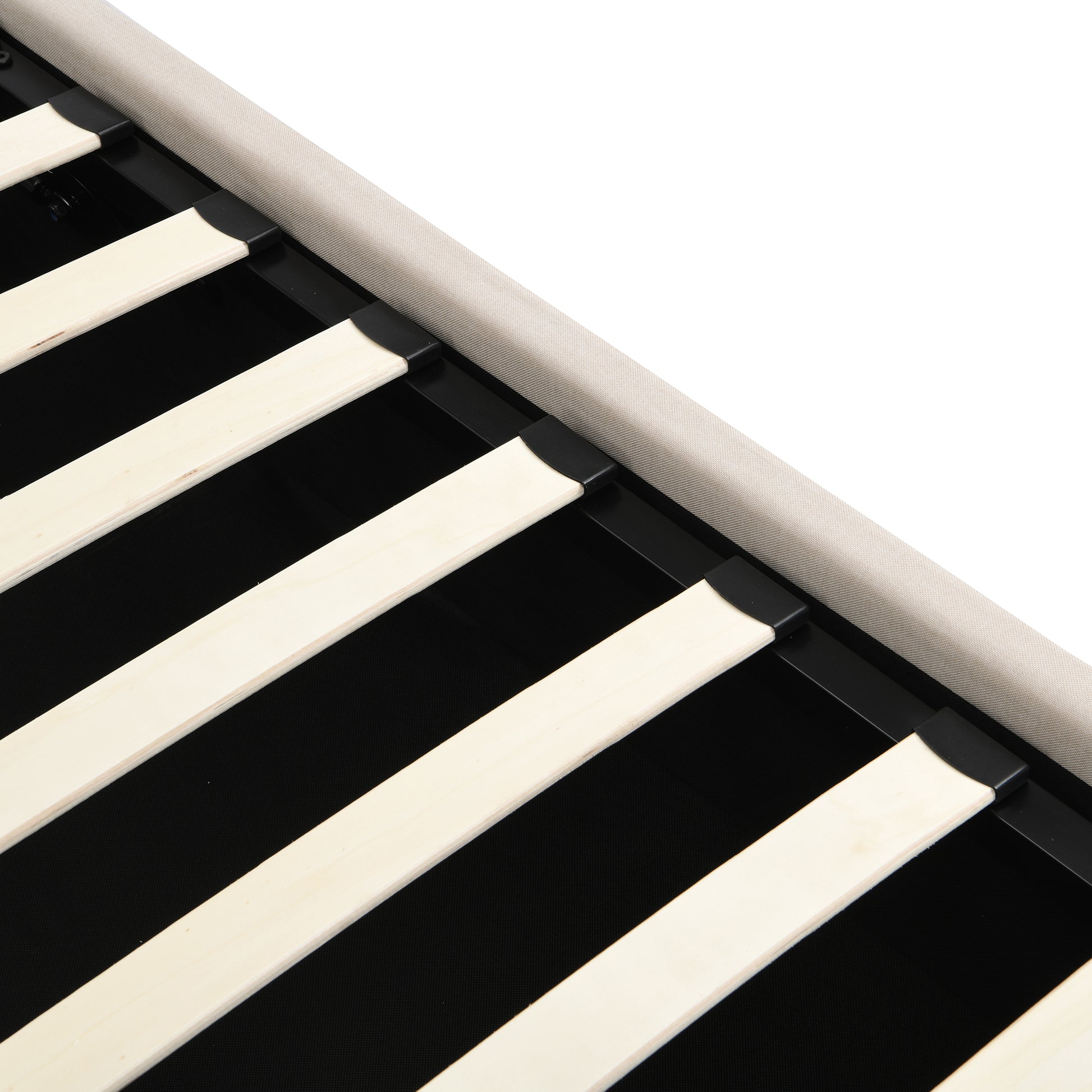 Full Size Upholstered Platform Bed With A Hydraulic Storage System Beige Beige Upholstered