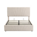 Full Size Upholstered Platform Bed With A Hydraulic Storage System Beige Beige Upholstered