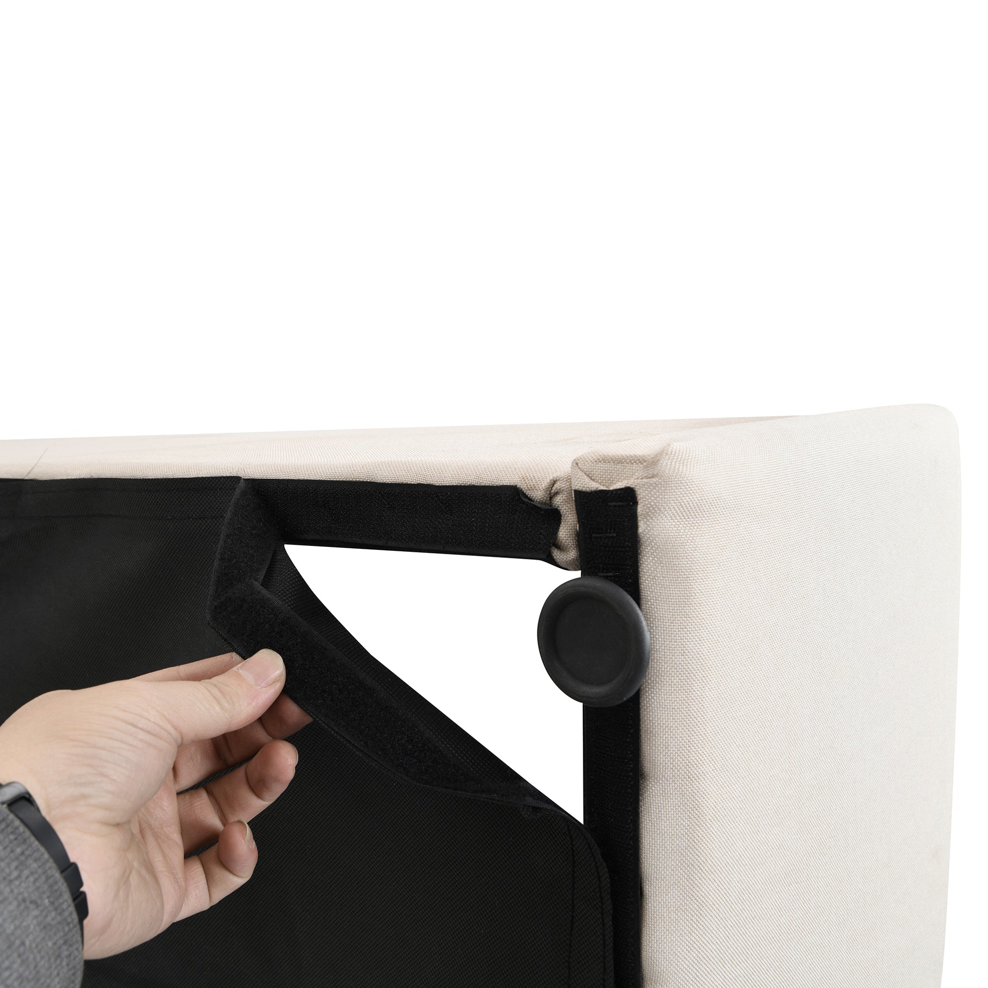 Full Size Upholstered Platform Bed With A Hydraulic Storage System Beige Beige Upholstered