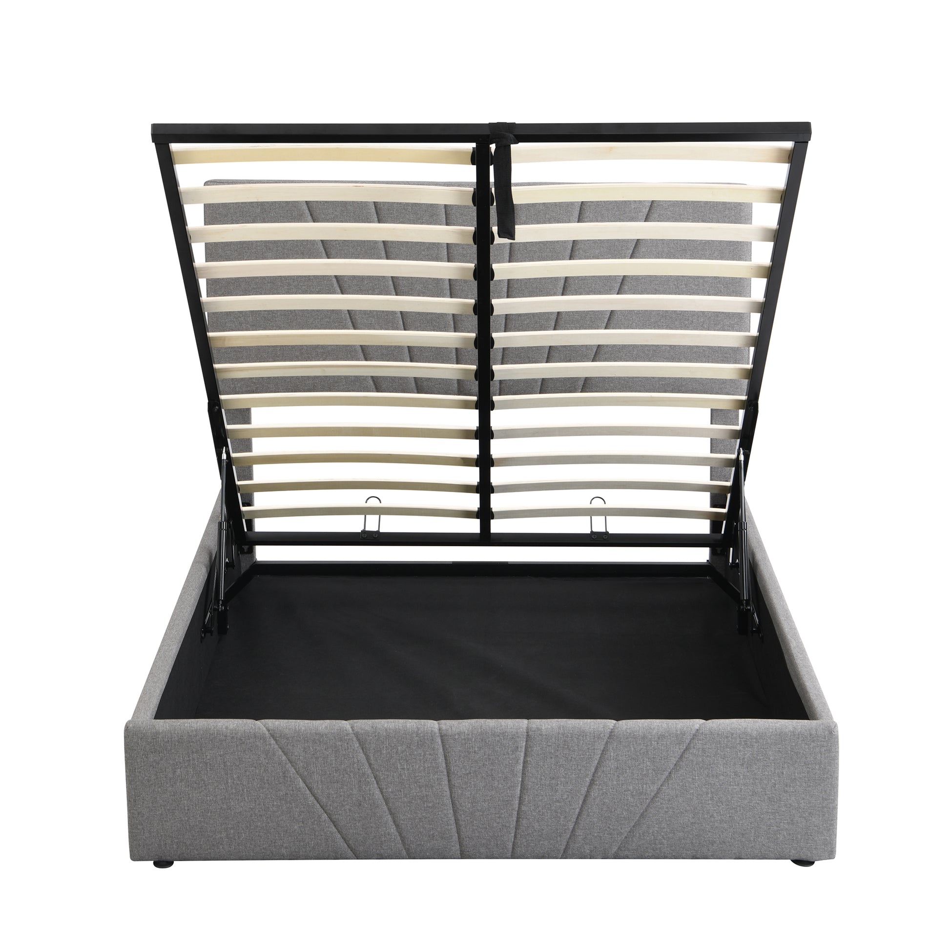 Full Size Upholstered Platform Bed With A Hydraulic Storage System Gray Gray Upholstered