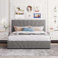 Queen Size Upholstered Platform Bed With A Hydraulic Storage System Gray Gray Upholstered