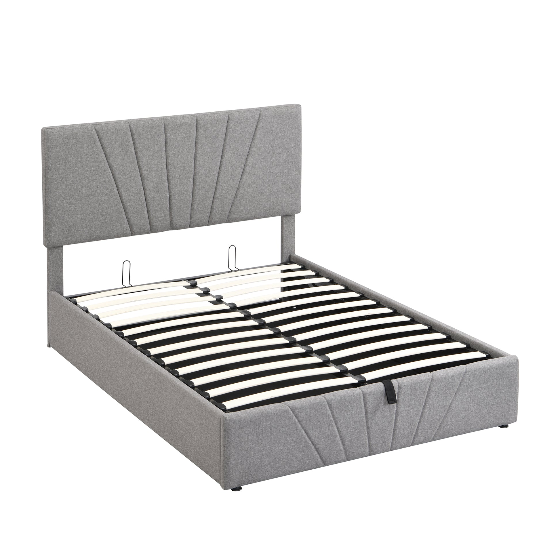 Full Size Upholstered Platform Bed With A Hydraulic Storage System Gray Gray Upholstered