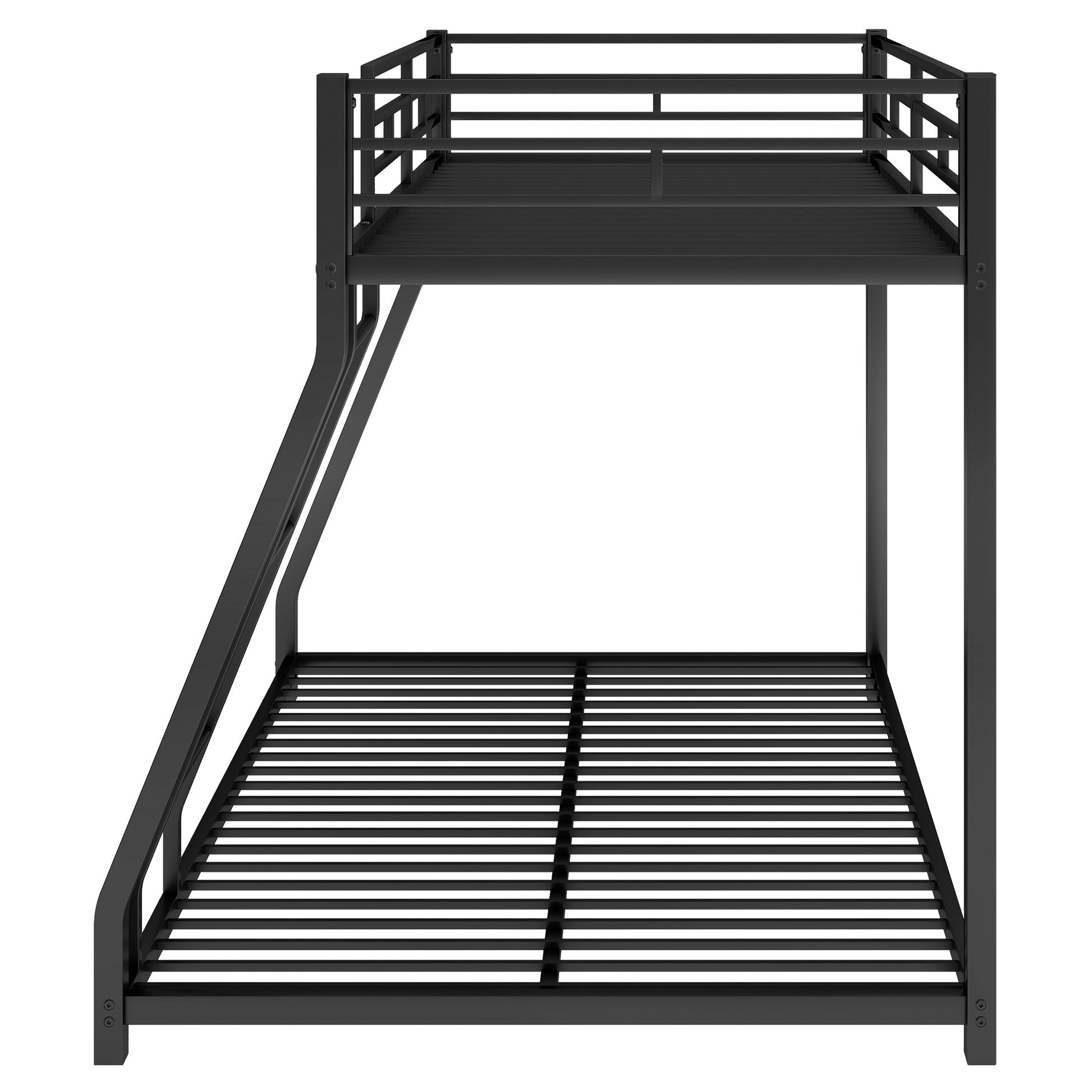 Metal Floor Bunk Bed, Twin Over Full,Black Old Sku:Mf193244Aab Black Metal