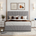 Full Size Upholstered Platform Bed With A Hydraulic Storage System Gray Gray Upholstered